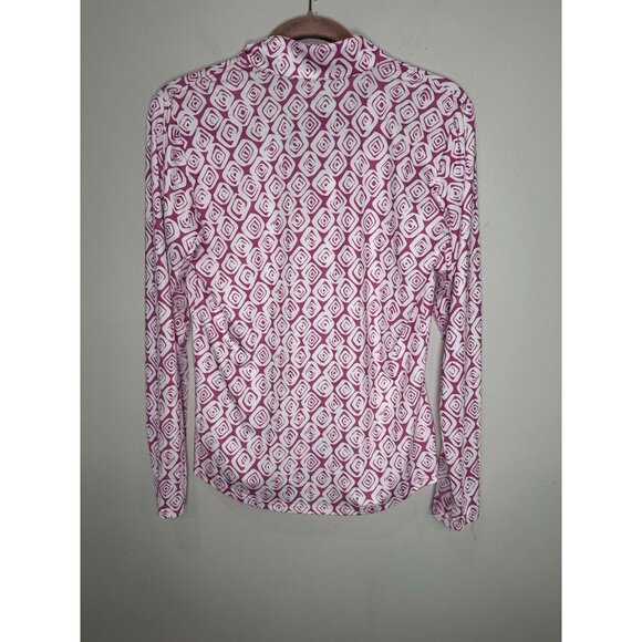 San Soleil Soltex Lux Cooling shirt Size Medium Pink Geometric UPF 50 Vented - Picture 7 of 7